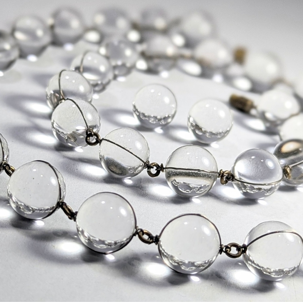 GORGEOUS Early Deco Era Wire Wrapped Pools Of Light Rock Crystal Necklace - Picture 9 of 10